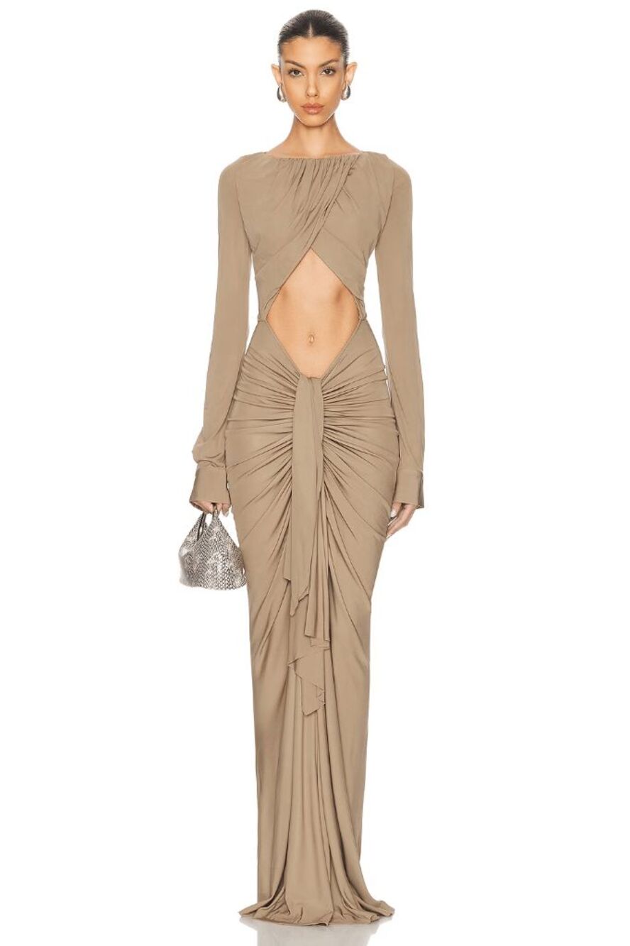 Christopher Esber Bateau Drape Disconnect Dress in Eucalypt Size Aus 8/US 4 $115